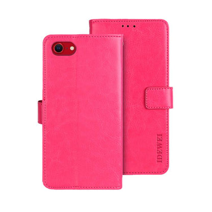For iPhone 17e / 16e idewei Crazy Horse Texture Leather Phone Case(Rose Red)