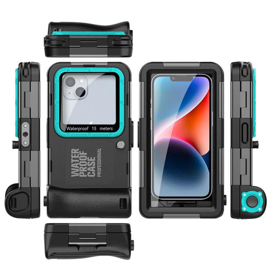 Coque de protection de plongée RedPepper 4e génération pour iPhone, profondeur d'étanchéité : 15 m (noir et bleu)