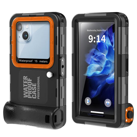Étui de protection de plongée RedPepper 4e génération pour iPhone, profondeur d'étanchéité : 15m (Noir Orange)