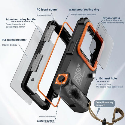 RedPepper 4th Generation Diving Protective Case for iPhone, Waterproof depth: 15m(Black Orange)