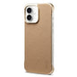 For iPhone 16 Plus Denior A20 Genuine Leather Litchi Texture MagSafe Frameless Phone Case(Khaki)