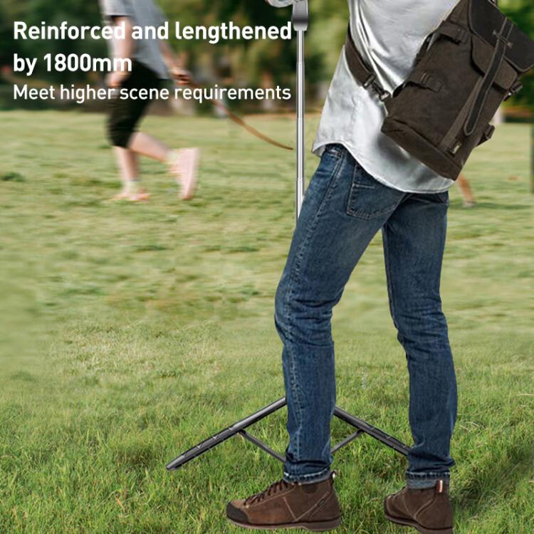 Lenovo Thinkplus H18B Flagship Stainless Steel Bluetooth Selfie Stick, 1.8m(Black)