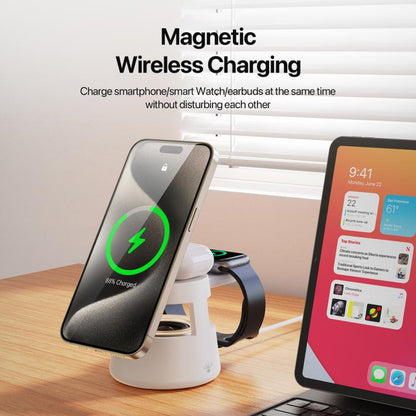 DUZZONA W23 5 in 1 Magnetic Wireless Charger with Bluetooth Speaker(White)