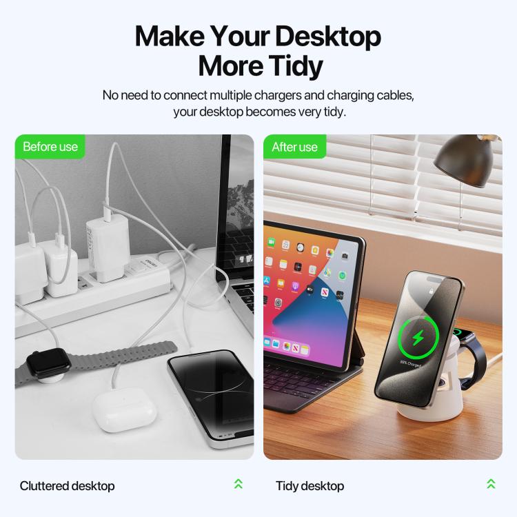 DUZZONA W23 5 in 1 Magnetic Wireless Charger with Bluetooth Speaker(White)