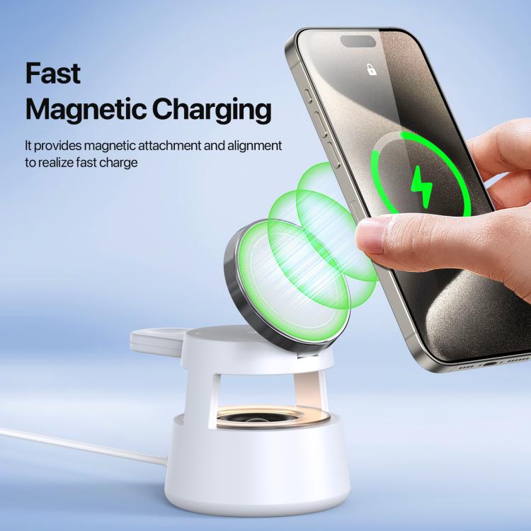 DUZZONA W23 5 in 1 Magnetic Wireless Charger with Bluetooth Speaker(White)