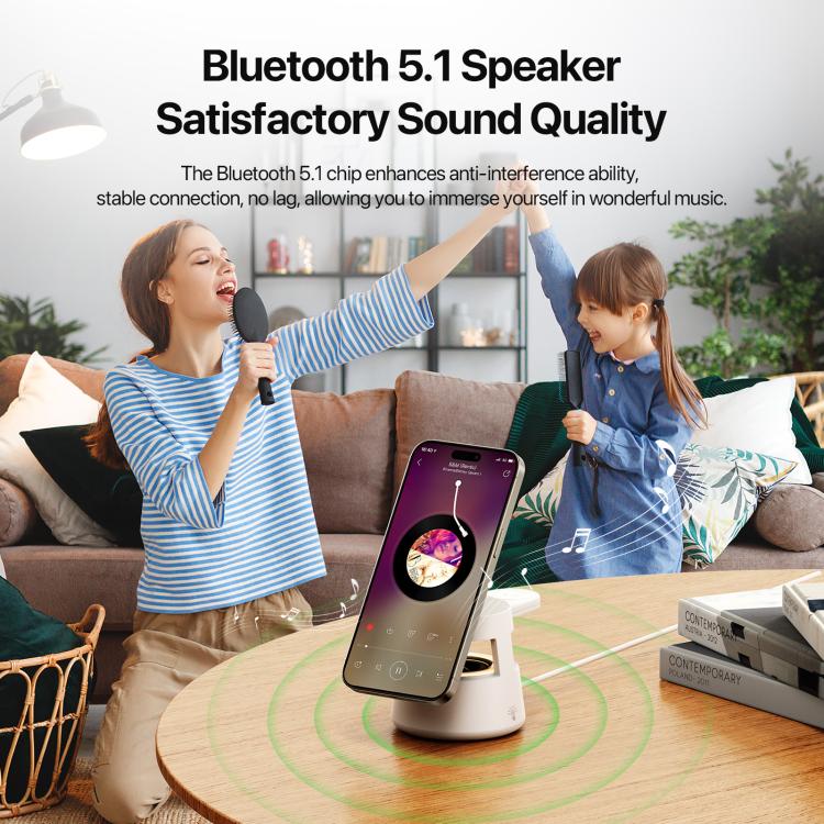 DUZZONA W23 5 in 1 Magnetic Wireless Charger with Bluetooth Speaker(White)