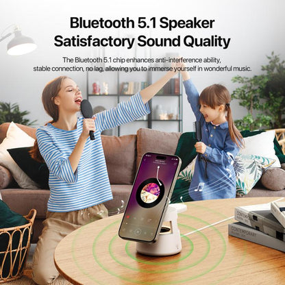 DUZZONA W23 5 in 1 Magnetic Wireless Charger with Bluetooth Speaker(White)