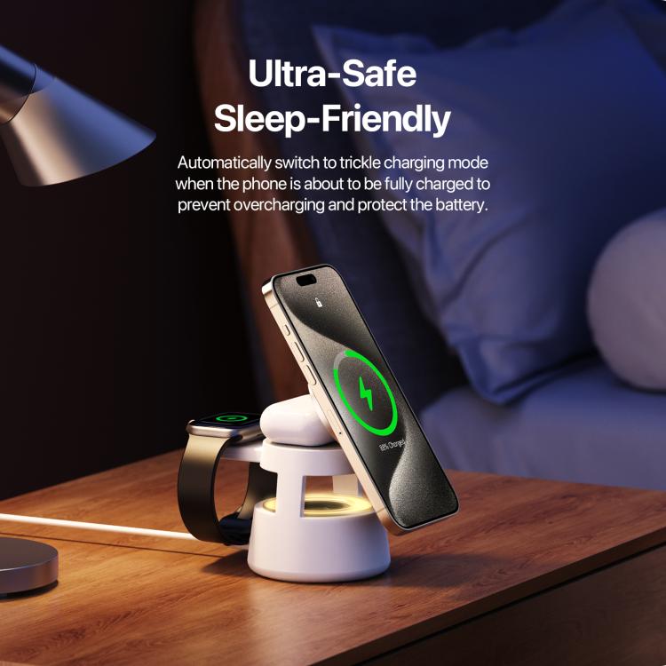 DUZZONA W23 5 in 1 Magnetic Wireless Charger with Bluetooth Speaker(White)