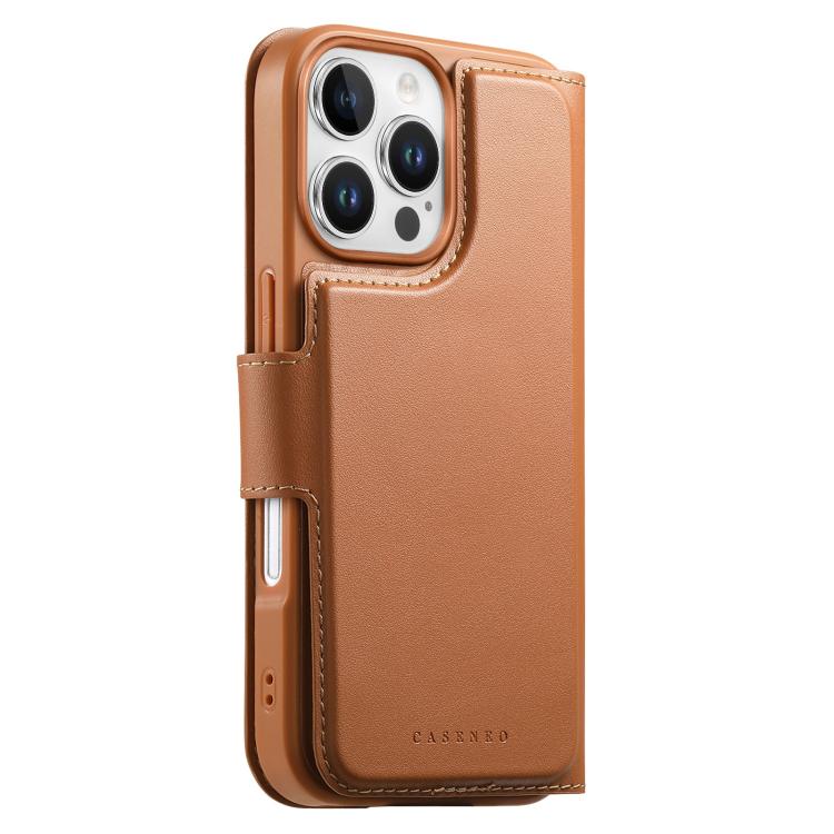 For iPhone 16 Pro CaseNeo Finger Grip Strap MagSafe Leather Phone Case(Brown)