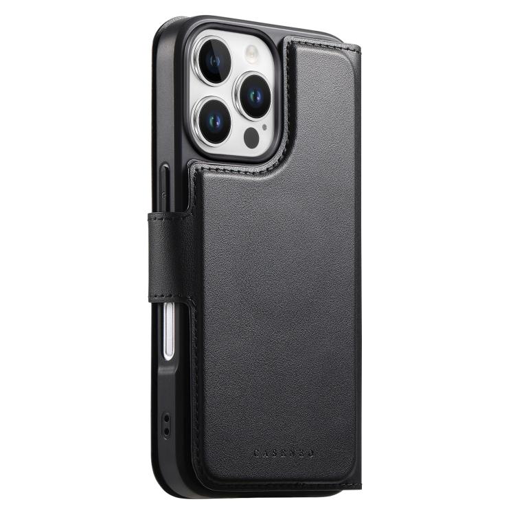 For iPhone 16 Pro CaseNeo Finger Grip Strap MagSafe Leather Phone Case(Black)