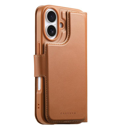 For iPhone 16 Plus CaseNeo Finger Grip Strap MagSafe Leather Phone Case(Brown)