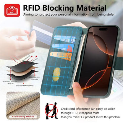 For iPhone 16 Plus CaseNeo Finger Grip Strap MagSafe Leather Phone Case(Green)