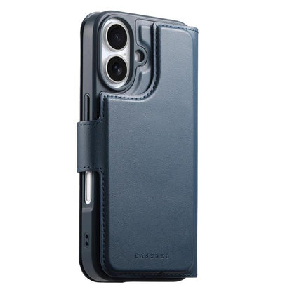 For iPhone 16 Plus CaseNeo Finger Grip Strap MagSafe Leather Phone Case(Blue)