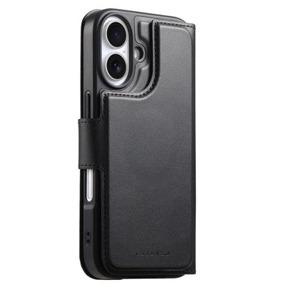 For iPhone 16 CaseNeo Finger Grip Strap MagSafe Leather Phone Case(Black)