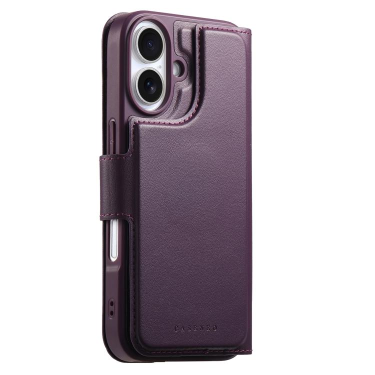 For iPhone 16 CaseNeo Finger Grip Strap MagSafe Leather Phone Case(Purple)