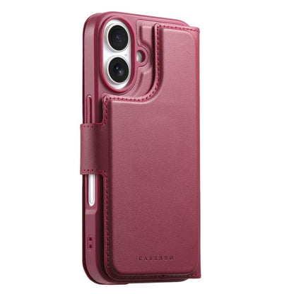 For iPhone 16 CaseNeo Finger Grip Strap MagSafe Leather Phone Case(Red)