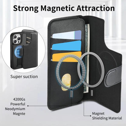 For iPhone 15 Pro Max CaseNeo Finger Grip Strap MagSafe Leather Phone Case(Black)