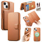For iPhone 15 Plus / 14 Plus CaseNeo Finger Grip Strap MagSafe Leather Phone Case(Brown)