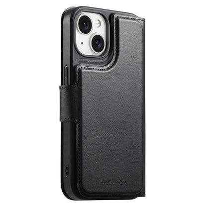 For iPhone 15 Plus / 14 Plus CaseNeo Finger Grip Strap MagSafe Leather Phone Case(Black)