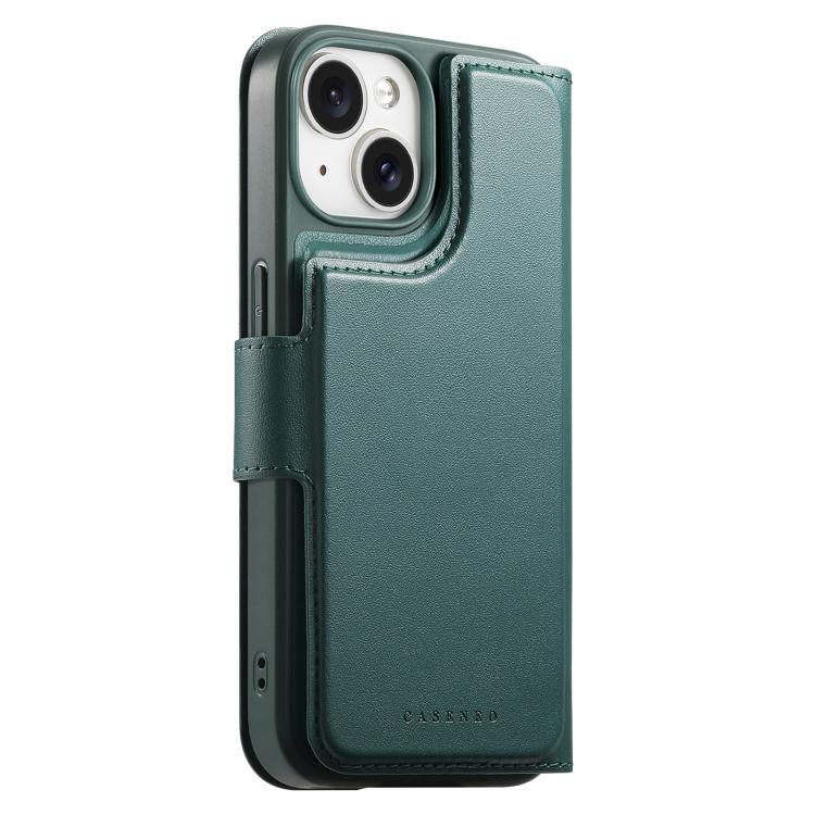 For iPhone 15 Plus / 14 Plus CaseNeo Finger Grip Strap MagSafe Leather Phone Case(Green)