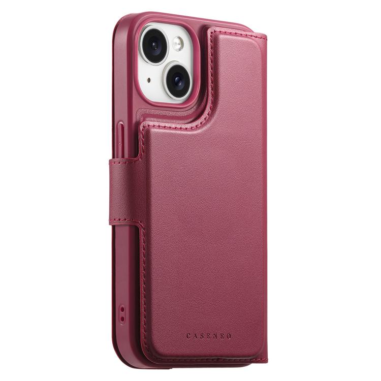 For iPhone 15 CaseNeo Finger Grip Strap MagSafe Leather Phone Case(Red)