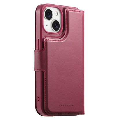 For iPhone 15 CaseNeo Finger Grip Strap MagSafe Leather Phone Case(Red)