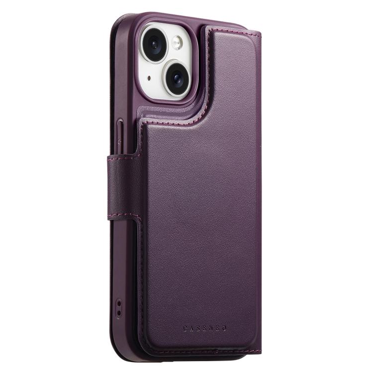 Pour iPhone 14 / 13 Coque Étui de protection en cuir MagSafe avec dragonne Neo Finger Grip (Violet)