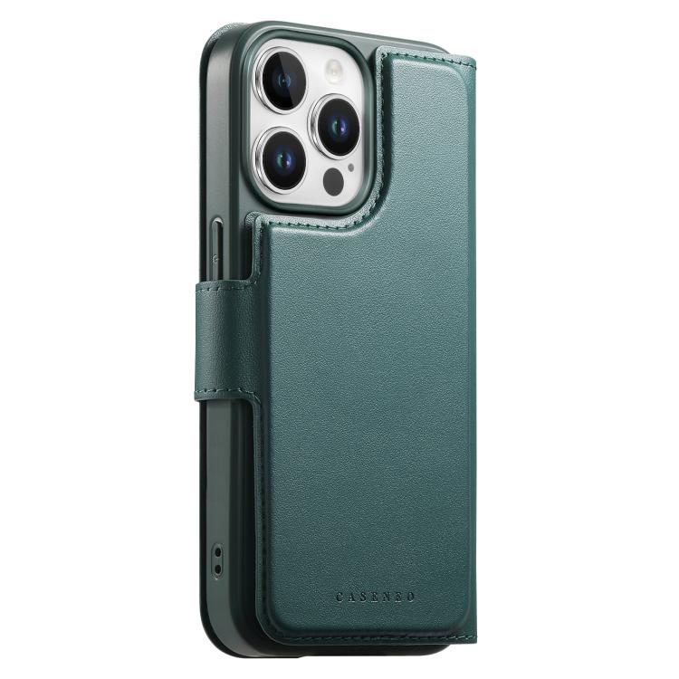 For iPhone 14 Pro CaseNeo Finger Grip Strap MagSafe Leather Phone Case(Green)
