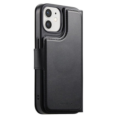 For iPhone 12 / 12 Pro CaseNeo Finger Grip Strap MagSafe Leather Phone Case(Black)