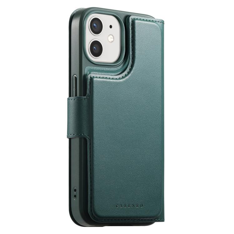 For iPhone 12 / 12 Pro CaseNeo Finger Grip Strap MagSafe Leather Phone Case(Green)