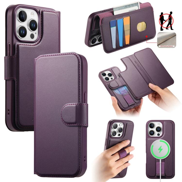 Pour iPhone 12 Pro Max ÉtuiNeo Étui en cuir avec dragonne et support MagSafe(Violet)