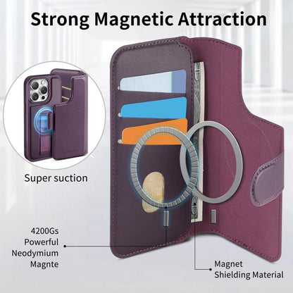 Pour iPhone 12 Pro Max ÉtuiNeo Étui en cuir avec dragonne et support MagSafe(Violet)