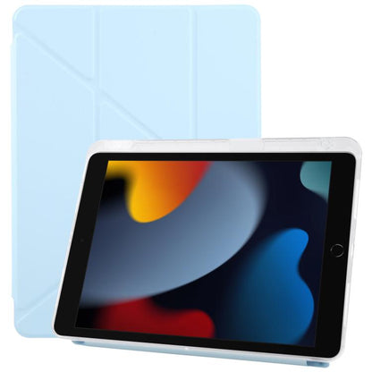 For iPad 10.2 2021 / Air 10.5 ZGA Genre Series Y-Fold Leather Tablet Case with Pen Slot(Blue)