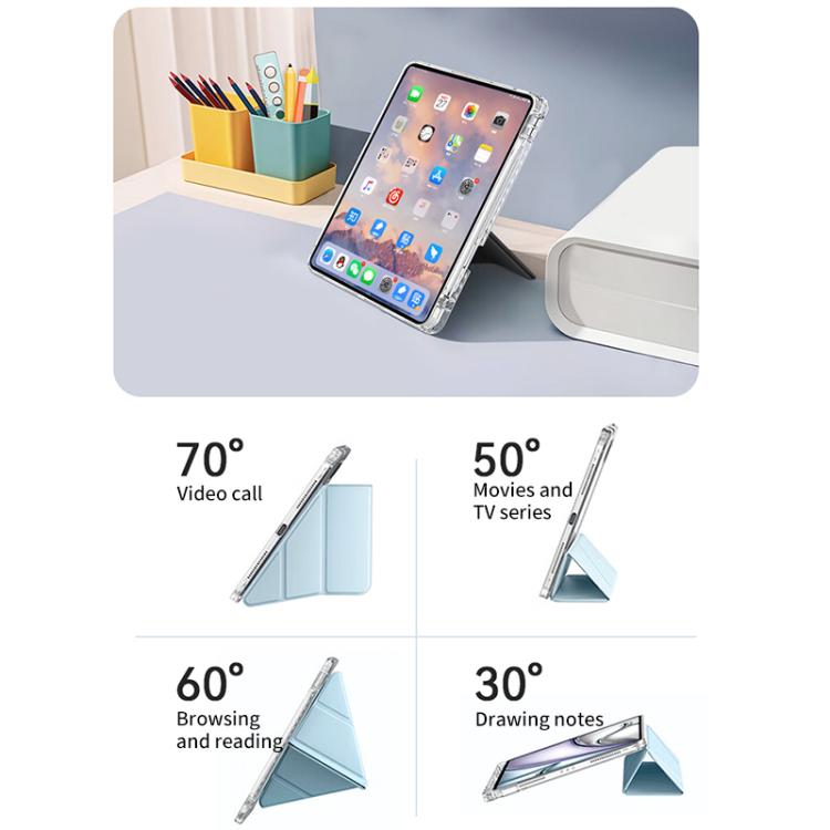 For iPad 2025 / 2022 ZGA Genre Series Y-Fold Leather Tablet Case with Pen Slot(Pink)