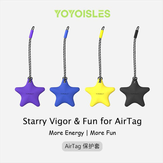 For AirTag 2nd Gen / AirTag 1st Gen YOYOISLES Air Stars Series EVA Keychain Locator Protective Case(Black)