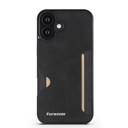 For iPhone 16 Plus Forwenw F5 Series Integrated Card Bag Phone Case(Black)