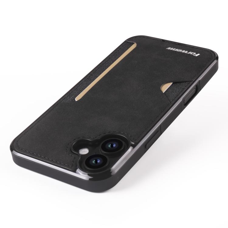 For iPhone 16 Plus Forwenw F5 Series Integrated Card Bag Phone Case(Black)
