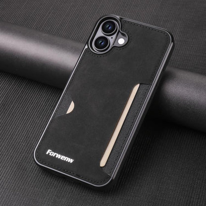 For iPhone 16 Plus Forwenw F5 Series Integrated Card Bag Phone Case(Black)