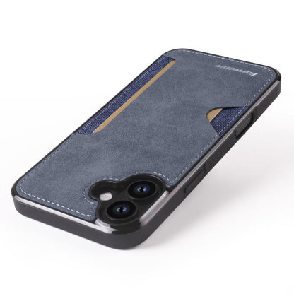 Pour iPhone 16 Plus Étui de téléphone avec porte-cartes intégré Forwenw F5 Series (bleu)