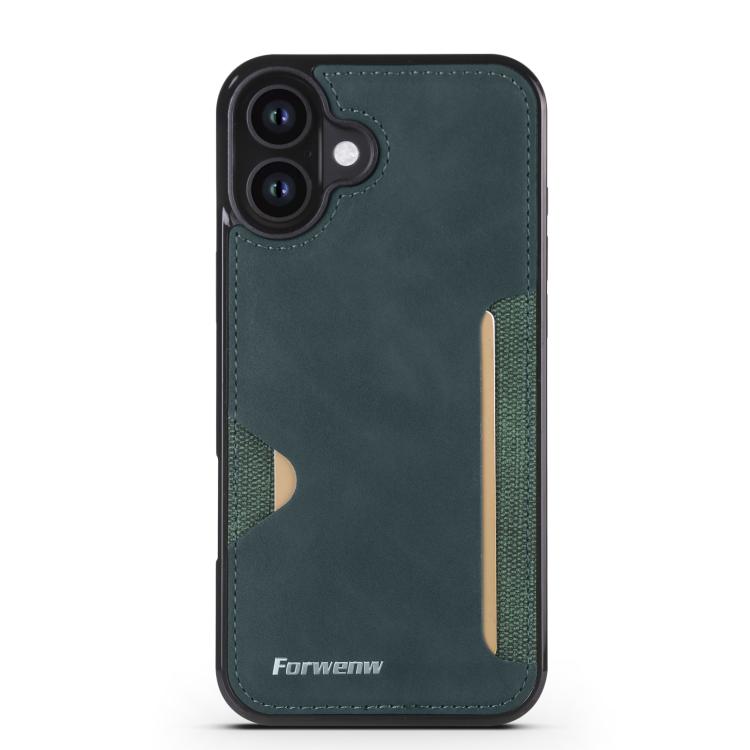 For iPhone 16 Forwenw F5 Series Integrated Card Bag Phone Case(Green)