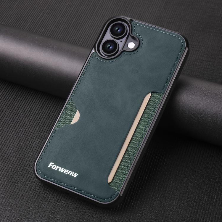 For iPhone 16 Forwenw F5 Series Integrated Card Bag Phone Case(Green)