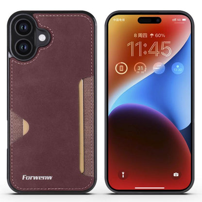 For iPhone 16 Forwenw F5 Series Integrated Card Bag Phone Case(Red)