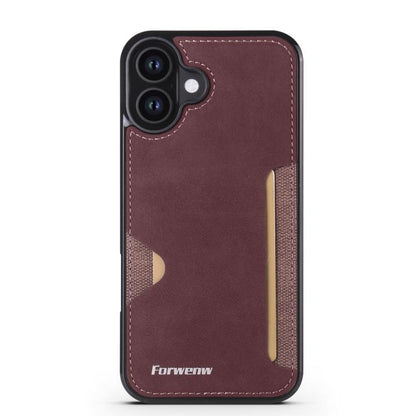 For iPhone 16 Forwenw F5 Series Integrated Card Bag Phone Case(Red)
