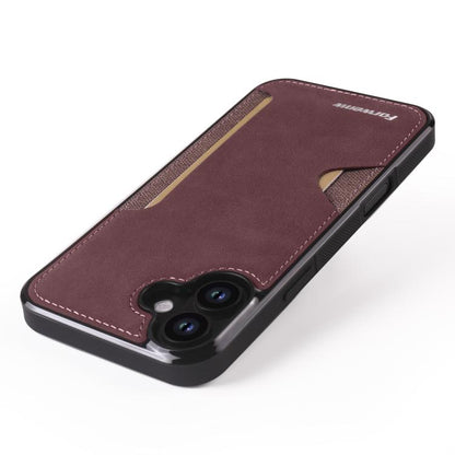 For iPhone 16 Forwenw F5 Series Integrated Card Bag Phone Case(Red)