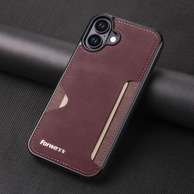 For iPhone 16 Forwenw F5 Series Integrated Card Bag Phone Case(Red)