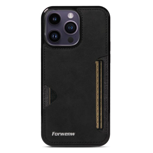 Pour iPhone 14 Pro Max Étui de téléphone Forwenw F5 Series avec porte-cartes intégré (noir)