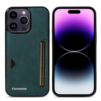 For iPhone 14 Pro Max Forwenw F5 Series Integrated Card Bag Phone Case(Green)