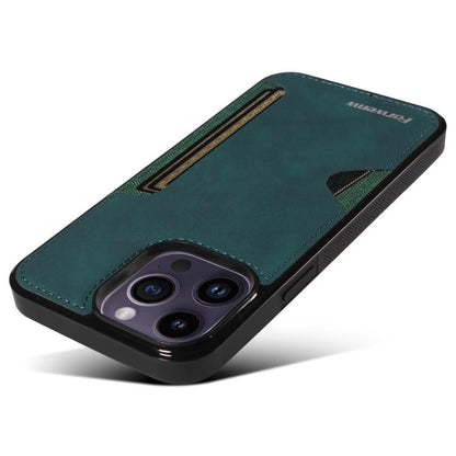 For iPhone 14 Pro Max Forwenw F5 Series Integrated Card Bag Phone Case(Green)