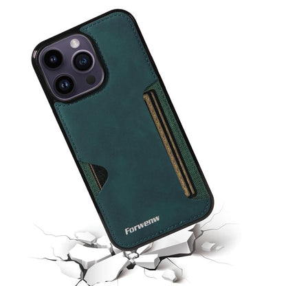 For iPhone 14 Pro Max Forwenw F5 Series Integrated Card Bag Phone Case(Green)