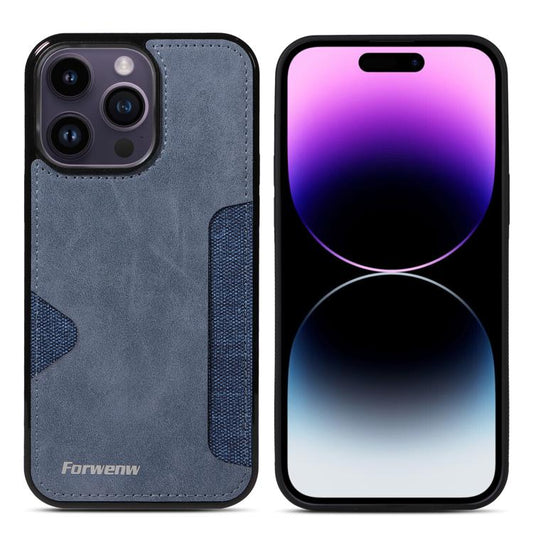 Pour iPhone 14 Pro Max Étui de téléphone Forwenw série F5 avec porte-cartes intégré (bleu)